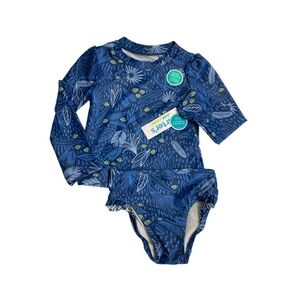 Carter's Blue Rashguard Swim Set with Fish Print